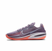 Purple GT Cut 1 sneaker with a silver Swoosh, orange outsole accents and a layered midsole.