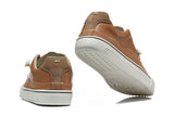 Brown Low-Top Lace-Up Sneakers with Contrast Toe Cap