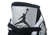 Close-up of the tongue label with Jordan branding and black laces.