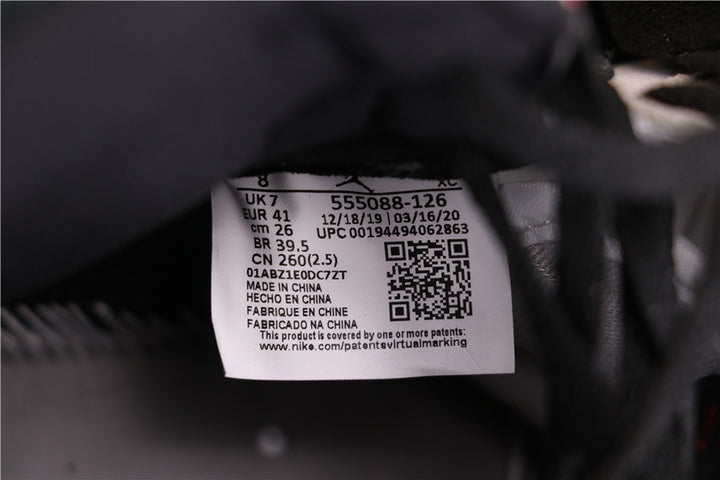 Close-up of the shoe size label showing EU 41 and style code 555088-126