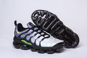 Nike TN-9 sneaker beside an outsole view showing the segmented sole pattern.