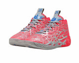 Pink and Gray Basketball Sneakers with Blue Accents