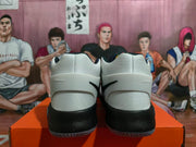 Rear view of the shoes showing the heel support and black heel sections.