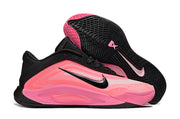 Black and pink Nike A'ja Wilson 1 shoes showing the side profile and patterned outsole.